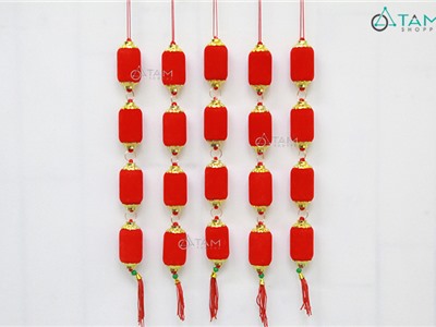 Set 5 dây 4 lồng đèn dài nhung đỏ treo cây mai đào T-PKTMD-64